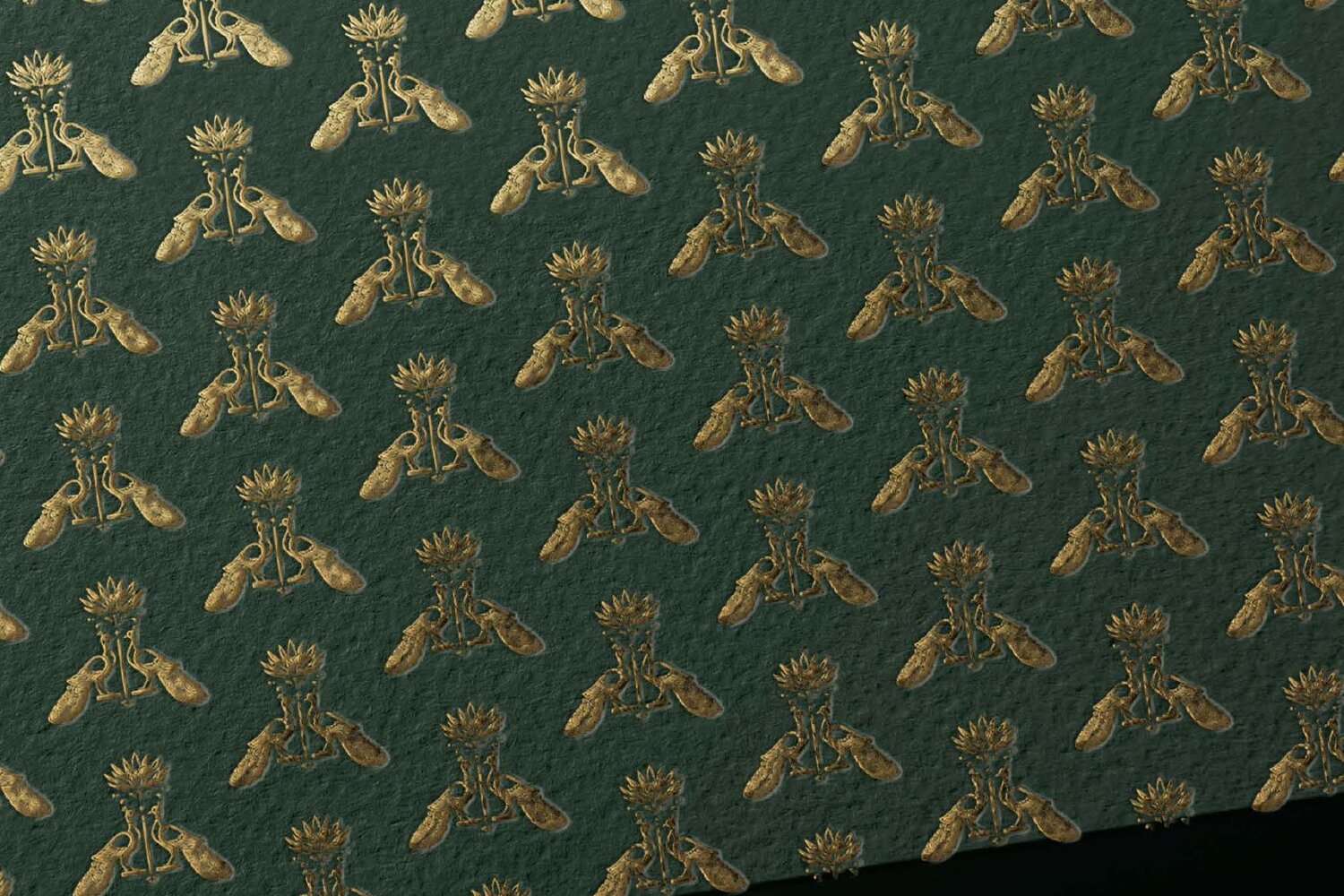 House of Ameyaa monogram repeated as a textile pattern on green stock