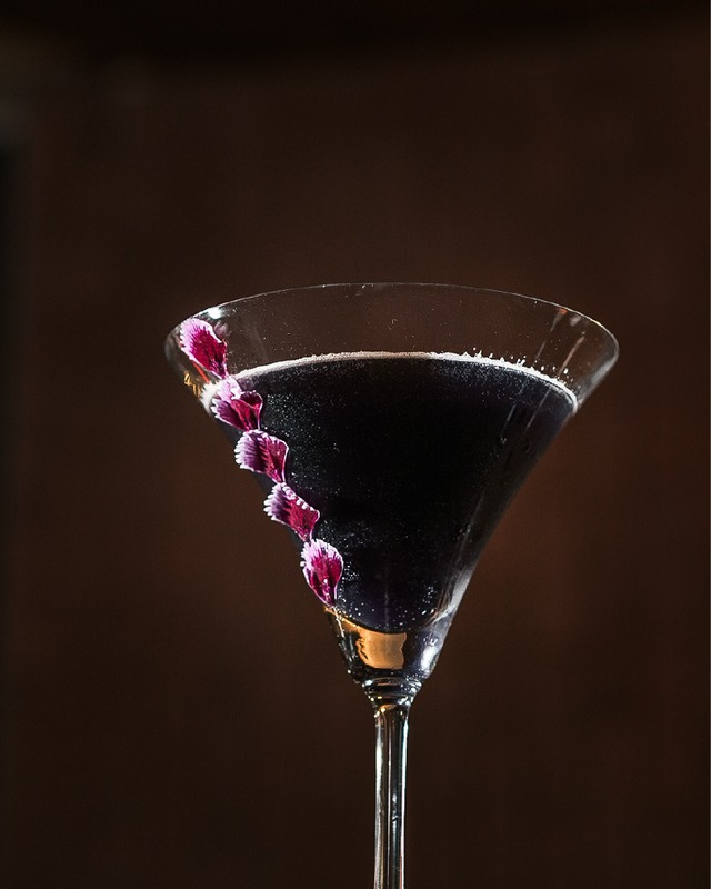 Martini with petal garnish